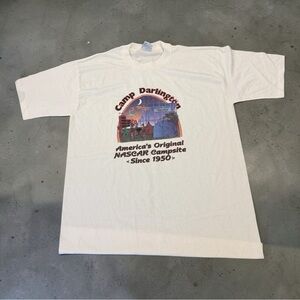 Vintage Camp Darlington NASCAR Campsite T-Shirt 1990s Graphic Tee USA Made
